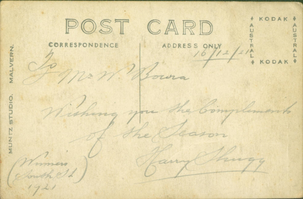 19211216_Malvern-Tramways-Band_Postcard-Back